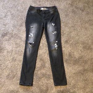 Black Ripped Skinny Jeans, XS-REG